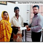 cheque handed over to the family members of security guard late Md. Anisur Rahman